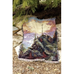 Thomas Kinkade Religious Uplifting Sunrise Tapestry Throw Blanket 50 x 60 - All