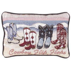 Set of 2 Cowboy Flip Flops Decorative Throw Pillows 9 x 12 - All