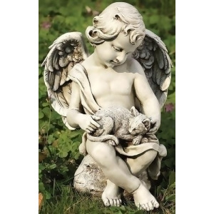 11 Joseph's Studio Cherub Angel with Kitty Cat Outdoor Garden Statue - All