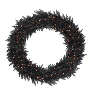 5' Pre-Lit Black Ashley Spruce Christmas Wreath Clear Lights - All