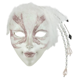 9 Pink and White Glittered Ornate Masquerade Mask Christmas Ornament - All