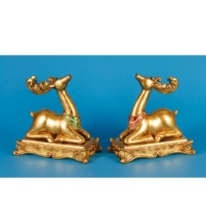 Set of 2 Majestic Metallic Gold Sitting Reindeer Christmas Figures 8 - All