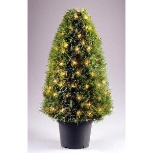 42 Pre-Lit Artificial Potted Upright Juniper Tree 100 Clear Lights - All