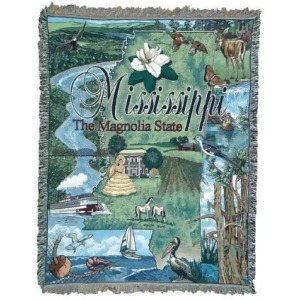 Mississippi The Magnolia State Tapestry Throw Blanket 50 x 60 - All