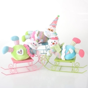 12 Cupcake Heaven Blue Sled with Plush Santa Claus Christmas Decoration - All