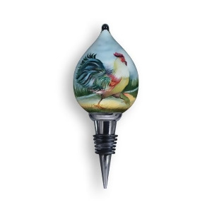 5.75 Ne'Qwa Vineyard Rooster Hand-Painted Mouth-Blown Glass Wine Stopper #130 - All