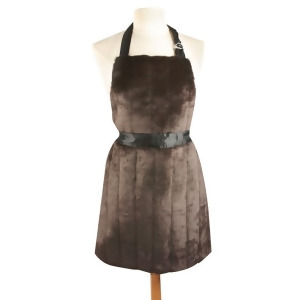 28 Extravagant Espresso Brown Siberian Fur Chef's Apron with Black Trim - All