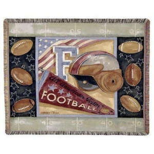 Football Theme Helmet American Flag Tapestry Throw Blanket 50 x 60 - All
