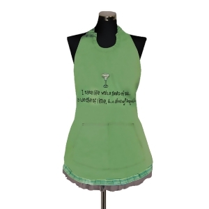 27.5 Retro-Style Green Salt Lime Tequila Embroidered Chefs Apron with Trim - All