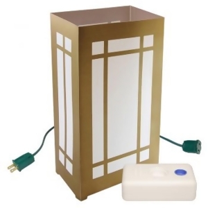 Set of 10 Lighted Golden Lantern Luminaria Pathway Markers Kit with LumaBase - All