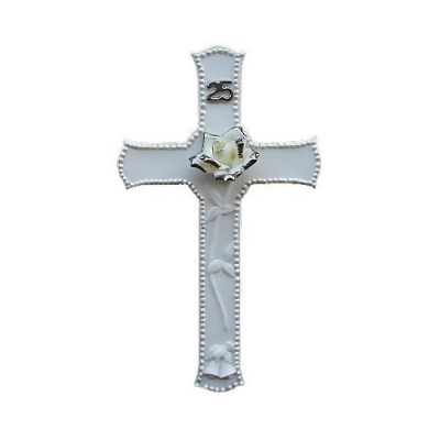 25th Silver Wedding Anniversary Porcelain Religious Wall Cross 8