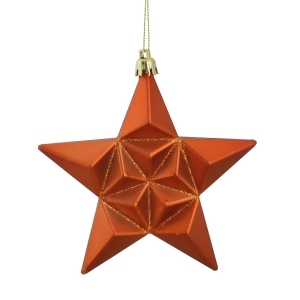 12Ct Matte Burnt Orange Glittered Star Shatterproof Christmas Ornaments 5 - All