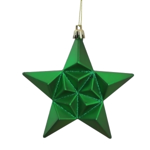 12Ct Matte Xmas Green Glittered Star Shatterproof Christmas Ornaments 5 - All
