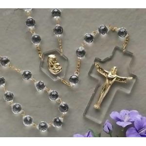 54 Gift boxed Crystal Risen Christ Cross and Madonna Wall Rosary - All