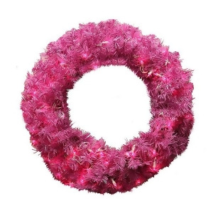 36 Pre-Lit Orchid Pink Cedar Pine Artificial Christmas Wreath Pink Lights - All
