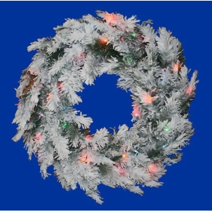 48 Pre-Lit Flocked Alaskan Artificial Christmas Wreath Multi Dura Lights - All