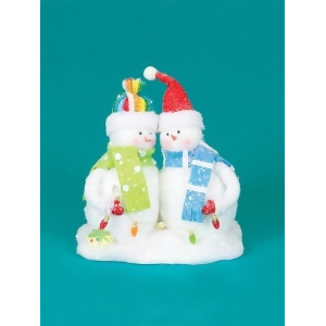9.5 Cupcake Heaven Fluffy Snowmen with Light Strand Christmas Table Figure - All