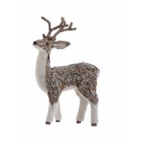 16 Eco Country White Natural Fiber Male Reindeer Christmas Table Top Figurine - All