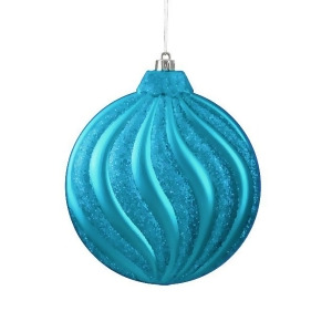 6Ct Matte Turquoise Blue Swirl Shatterproof Christmas Disc Ornaments 6.25 - All