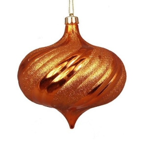 4Ct Shiny Burnt Orange Swirl Shatterproof Onion Christmas Ornaments 5.75 - All