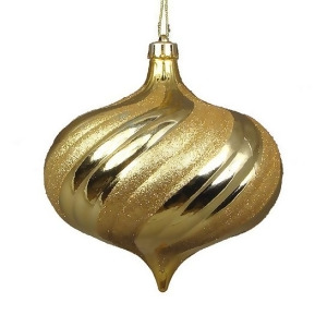 4Ct Shiny Vegas Gold Glitter Swirl Shatterproof Onion Christmas Ornaments 5.75 - All
