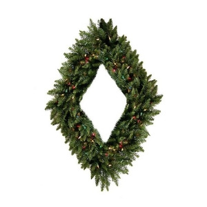 42 Pre-Lit Camdon Fir Diamond Shaped Artificial Christmas Wreath Multi Lights - All