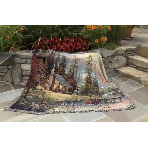 Thomas Kinkade A Peaceful Retreat Bible Verse Tapestry Throw Blanket 50 x 60 - All