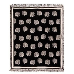 Black and White Nautical Shells Afghan Throw Blanket 50 x 60 - All