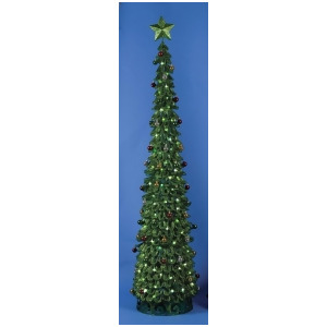 6' Lighted Pre-Decorated Looped Green Glitter Christmas Tree Decoration - All
