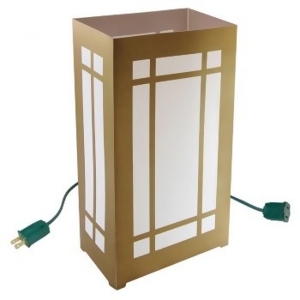Set of 10 Lighted Golden Lantern Luminaria Pathway Markers Green Wire - All