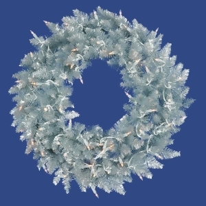 6' Pre-Lit Silver Ashley Spruce Tinsel Christmas Wreath Clear Lights - All