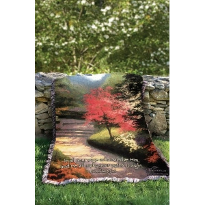 Dogwood Tree Thomas Kinkade Proverbs 3 5-6 Tapestry Throw Blanket 50 x 60 - All