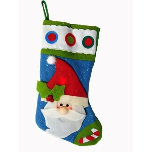 22 Color Changing Led Lighted Glittered Santa Claus Christmas Stocking - All