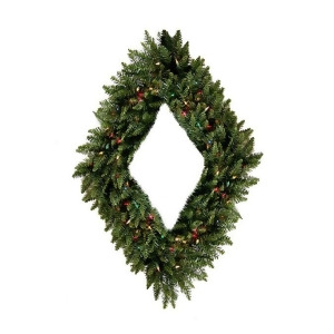48 Pre-Lit Camdon Fir Diamond Shaped Artificial Christmas Wreath Multi Lights - All