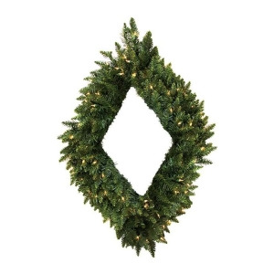 48 Pre-Lit Camdon Fir Diamond Shaped Artificial Christmas Wreath Clear Lights - All