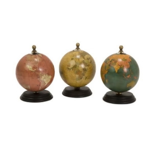 Set of 3 Antique Finish Mini Globes on Wooden Bases 5 - All