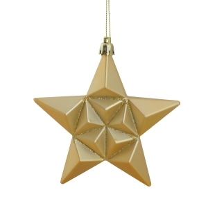 12Ct Matte Vegas Gold Glittered Star Shatterproof Christmas Ornaments 5 - All