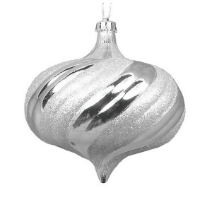 4Ct Shiny Silver Splendor Swirl Shatterproof Onion Christmas Ornaments 5.75 - All