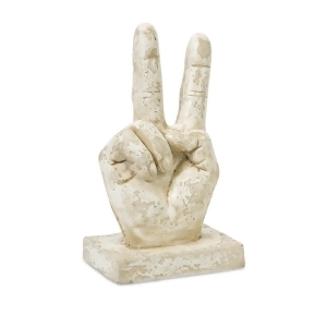 12.75 Distressed Off-White Peace Hand Symbol Table Top Decoration - All