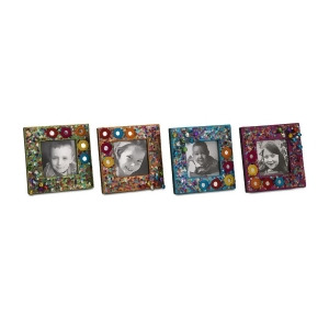 Set of 4 Colorful Playful and Exotic Handcrafted 3 x 3 Photo Picture Frames - All