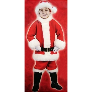 6-Piece Children's Red Plush Christmas Santa Suit Costume Size Small 4-6 - All