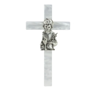 Boy's Mother of Pearl First Communion Wall Cross - All