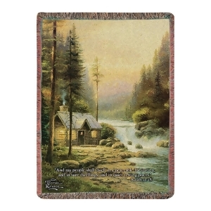 Evening In Forest Inspirational Bible Verse Tapestry Throw Blanket 50 x 60 - All