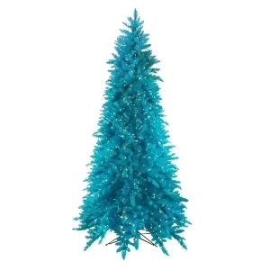 9' Pre-Lit Slim Sky Blue Ashley Spruce Christmas Tree Clear Blue Lights - All