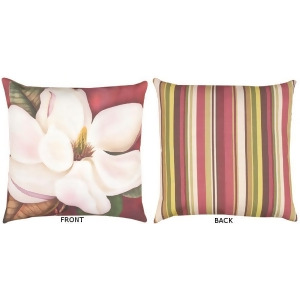 20 Reversible Outdoor Deck and Patio Steel Magnolia Floral Stripe Throw Pillow - All