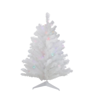 3' Battery Operated Pre-Lit Led White Pine Artificial Christmas Tree Multi Light - All