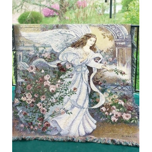 Angel of Love Inspirational Botanical Tapestry Throw Blanket 50 x 60 - All