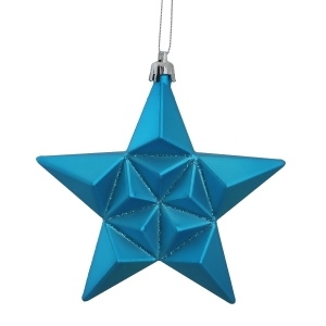 12Ct Matte Turquoise Blue Glittered Star Shatterproof Christmas Ornaments 5 - All