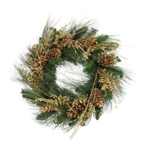 26 Artificial Gold Glitter Pine Cone and Berry Christmas Wreath - All