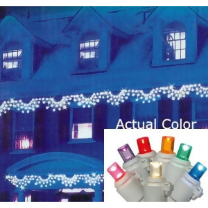 Set of 150 Multi-Color Led Wide Angle Swag Christmas Lights White Wire - All